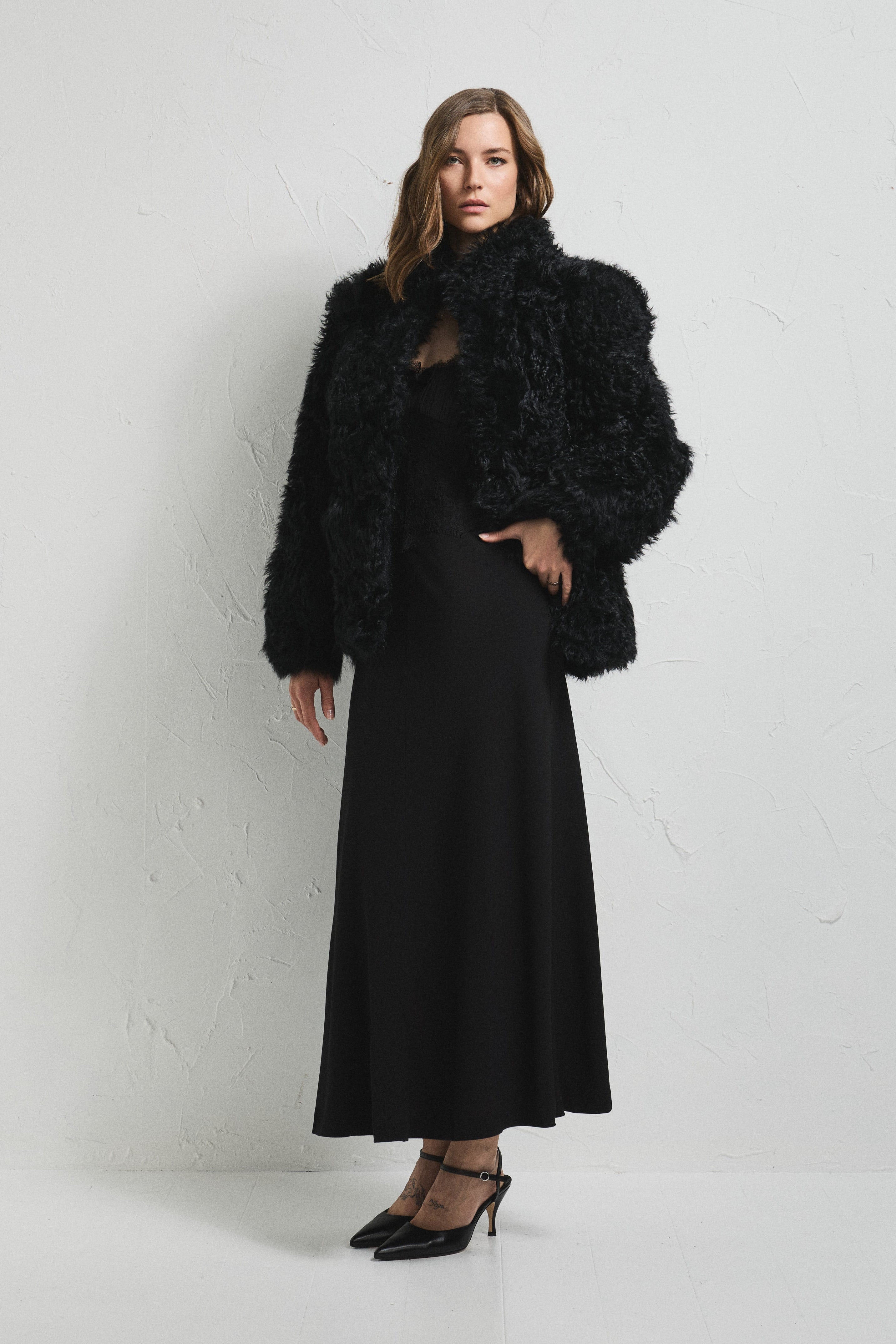 Leela | Black Maxi Dress with Lace Detailing | AW26 | Pia Tjelta