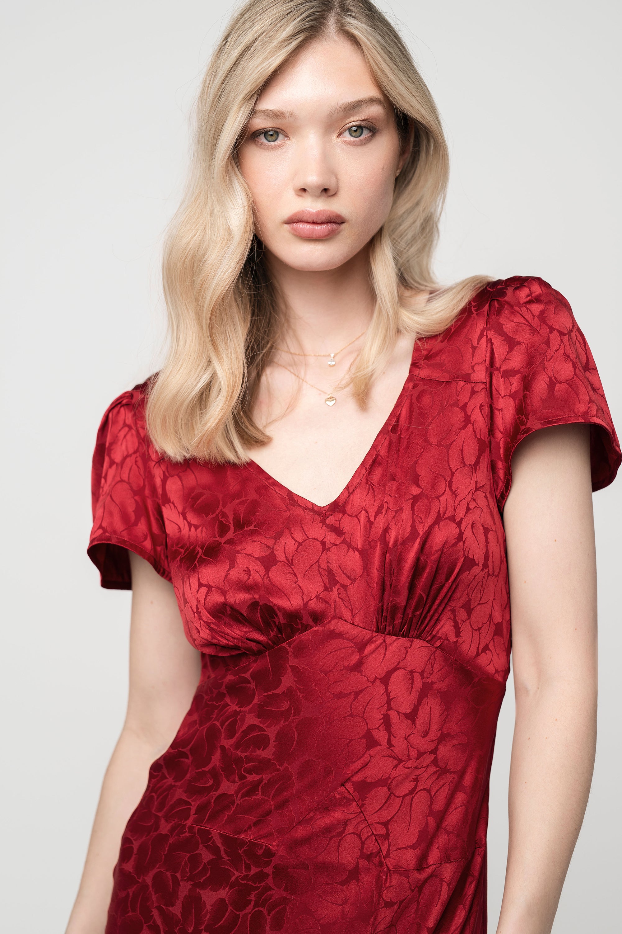 Marley Jacquard Dress | Red Silk Jacquard Midi – Pia Tjelta Studio