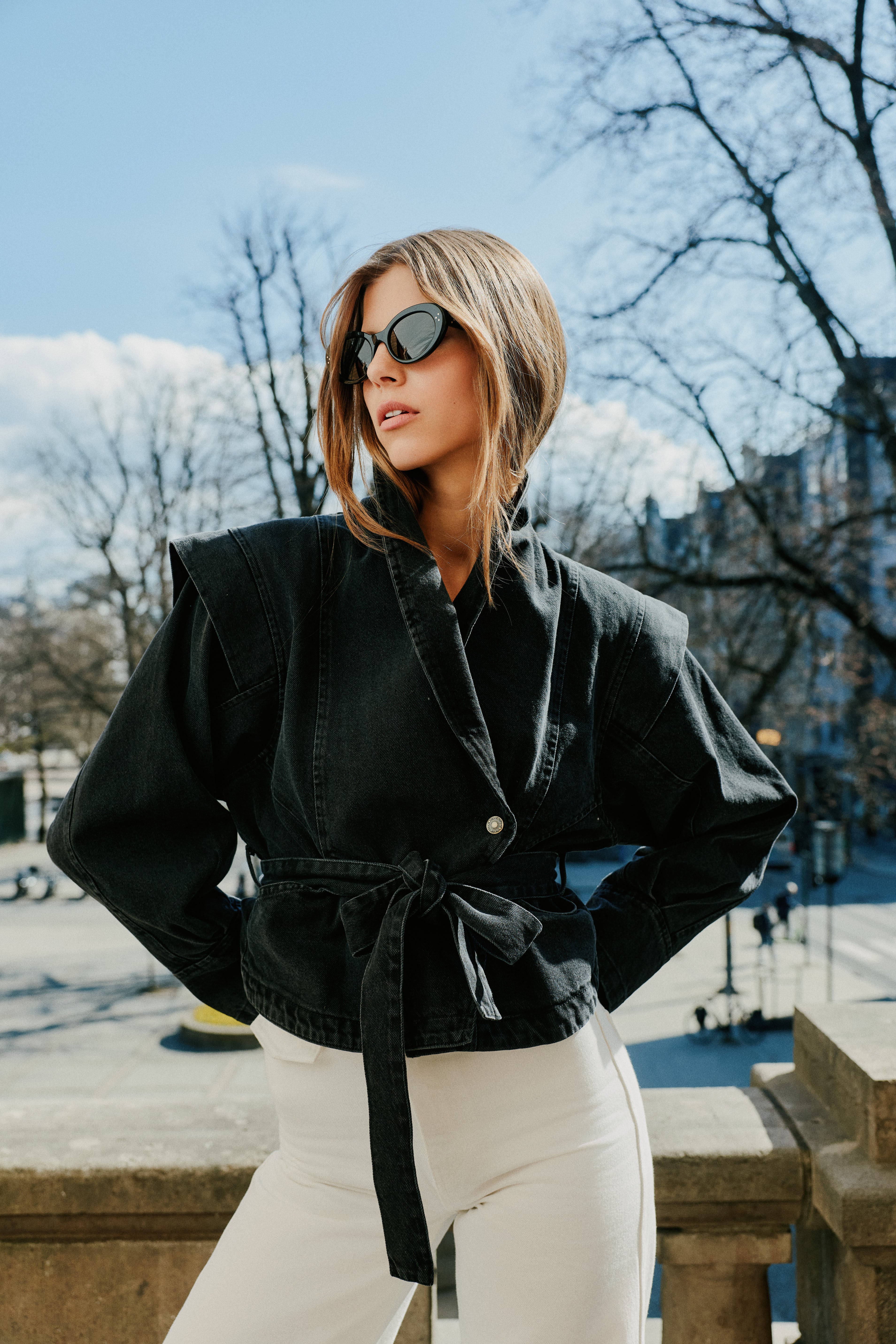 Taylor Black Denim Jacket with Belt | Pia Tjelta Studio