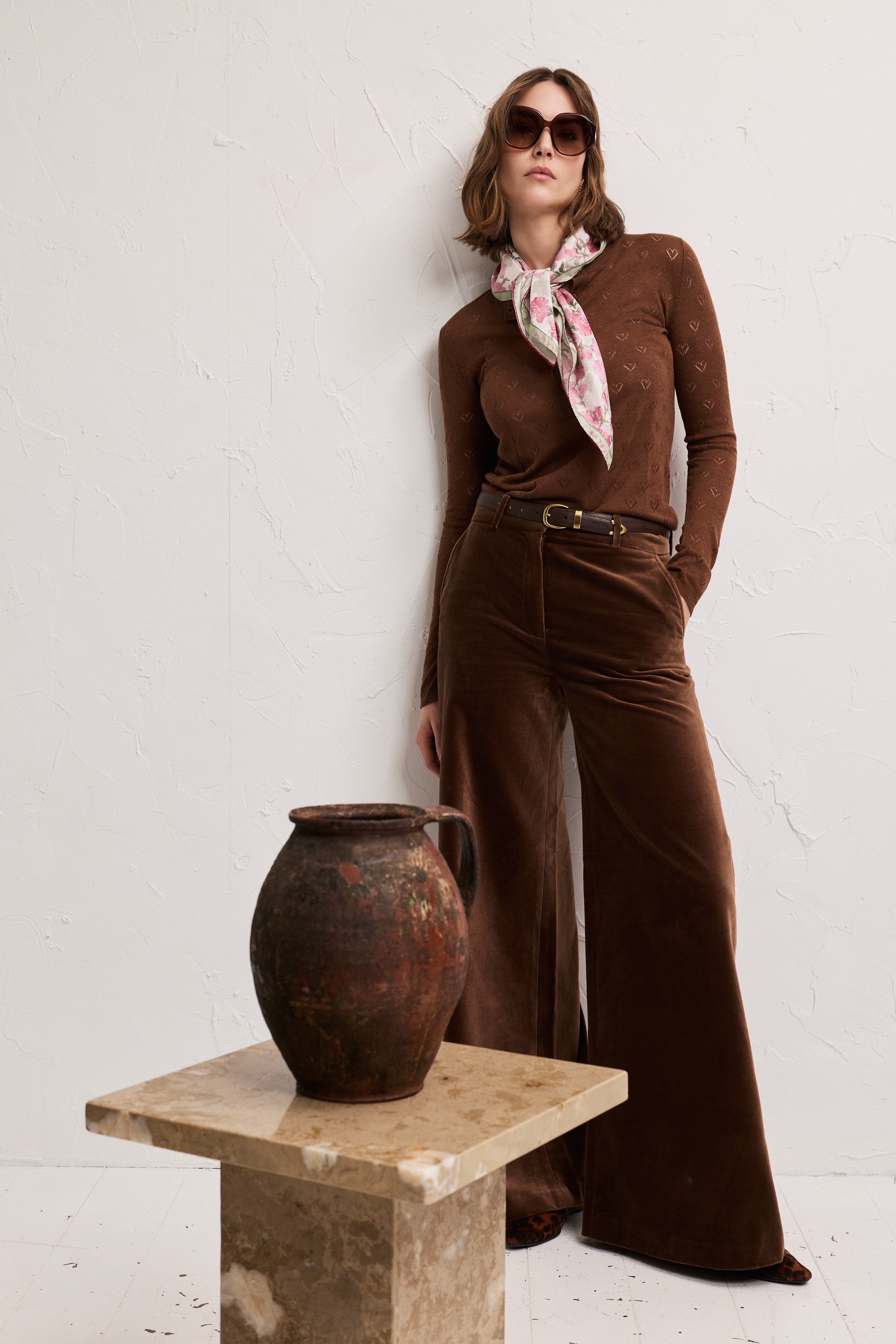 Madison Velvet Suit Trousers – Brown Velvet Tailored Pants | Pia