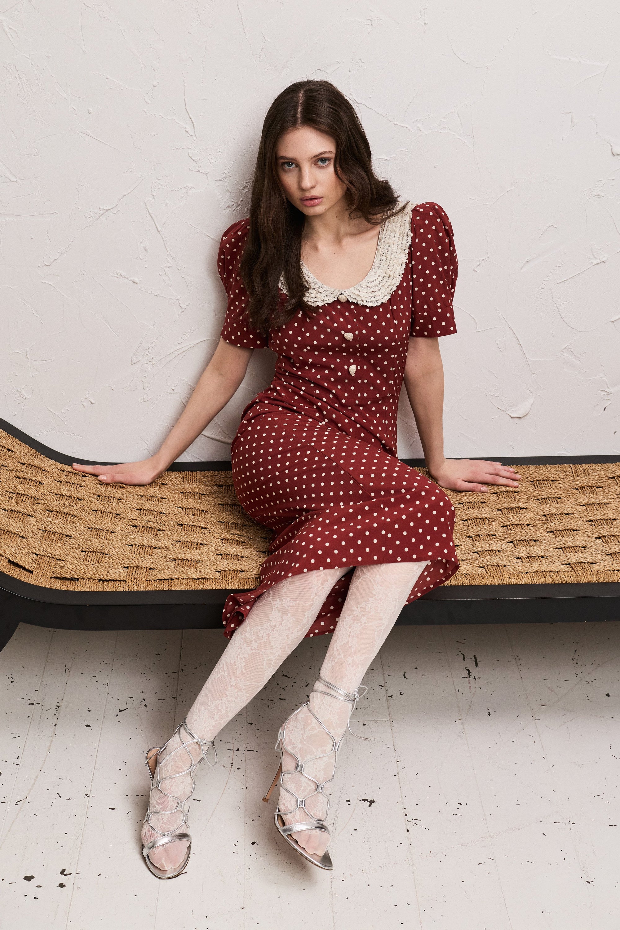 pia midi dress red check pia midi dress - red check