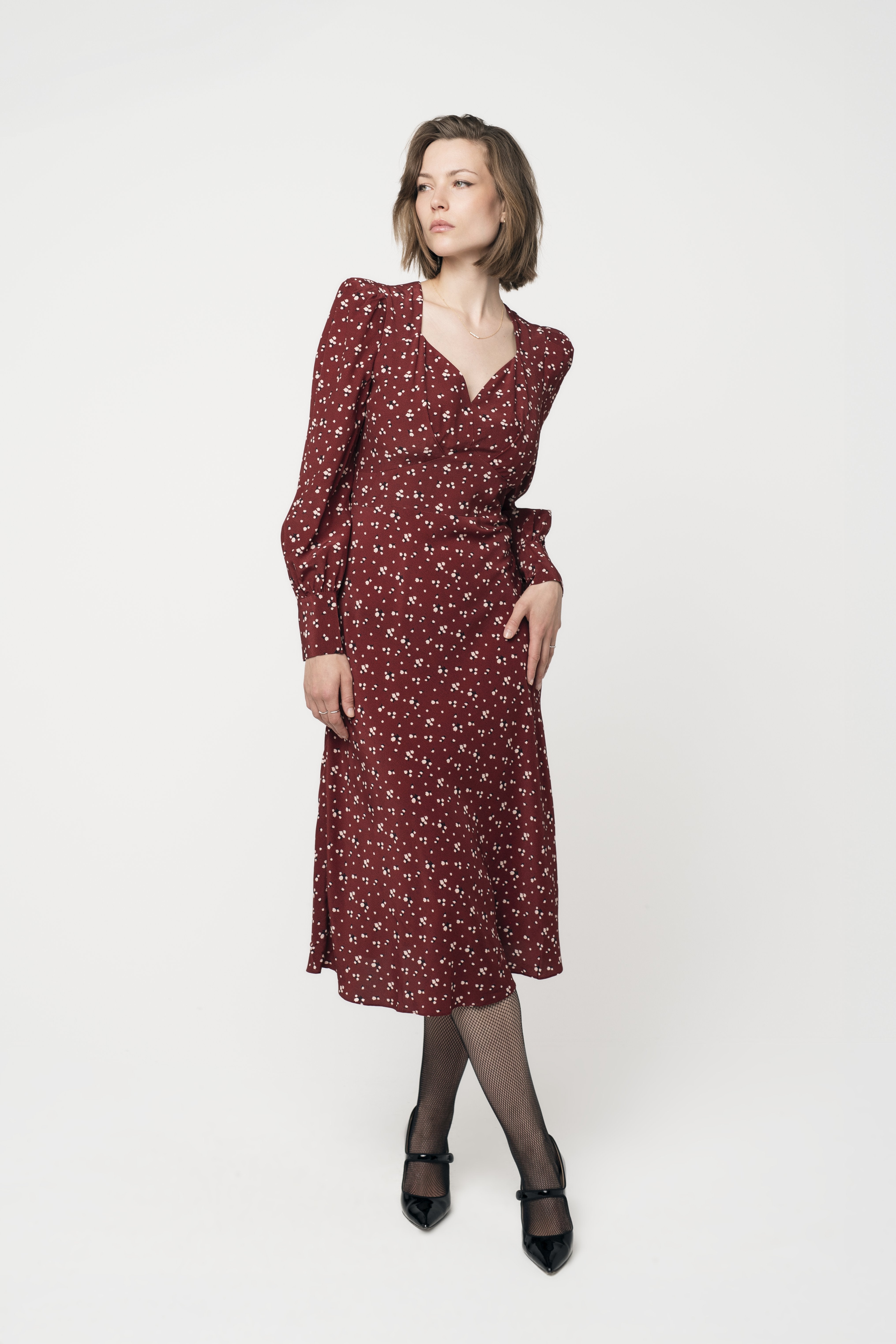 Miriam Tinkerbell Dress | Printed Midi with Heart Neckline