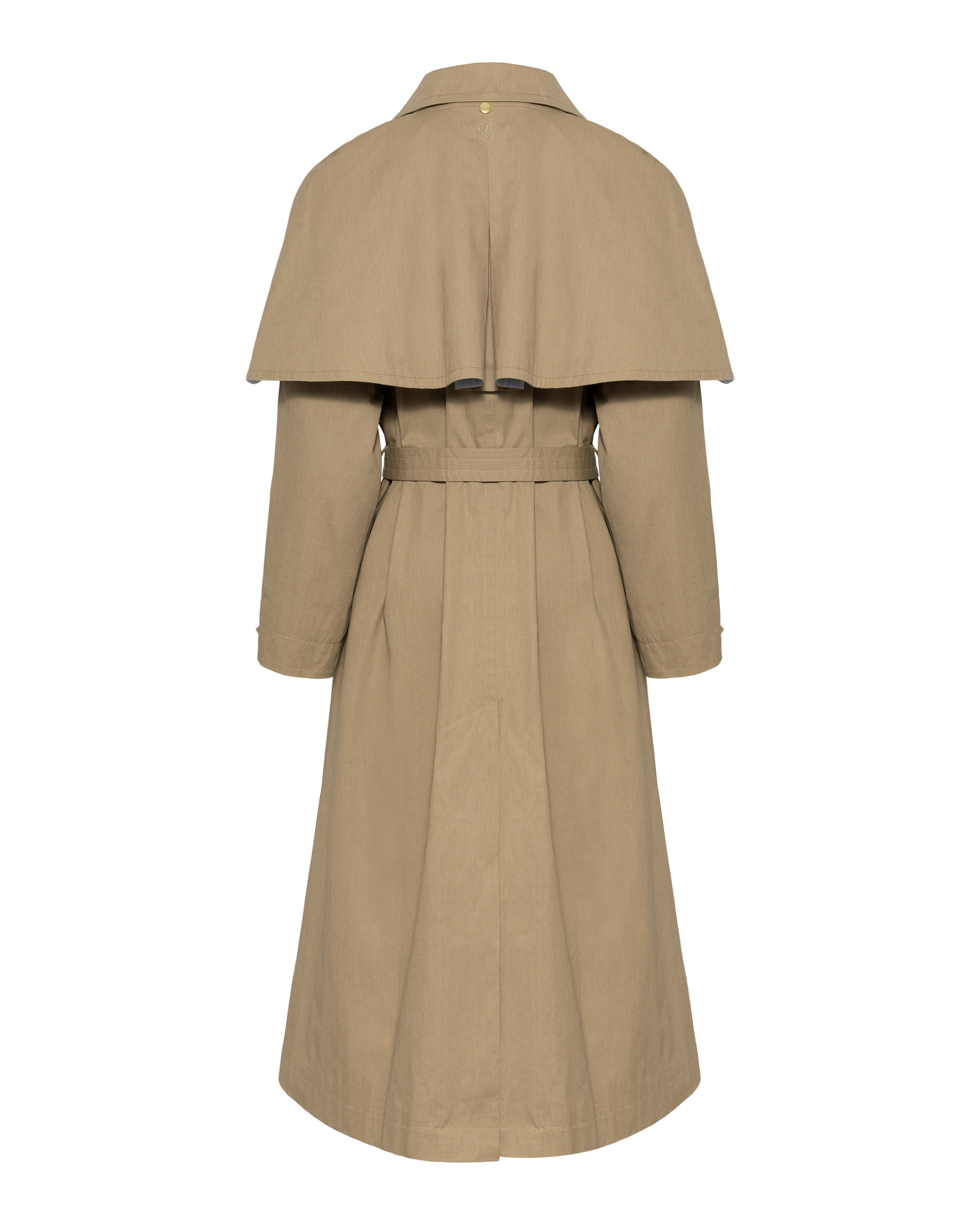 Beige trench coat on a white background