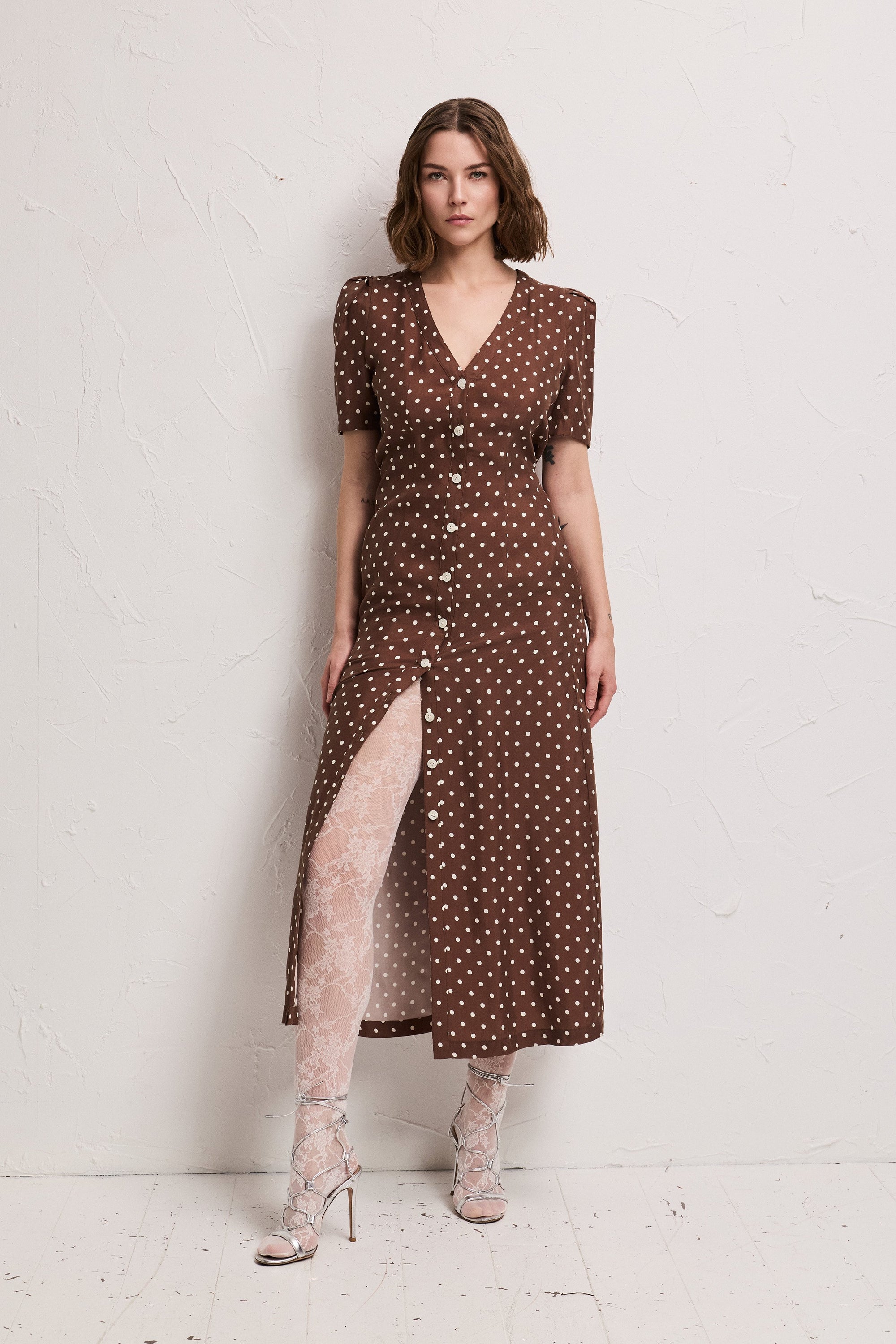NIMA DOTS | Brown Polka Dot Maxi Dress | Pia Tjelta Studio NIMA DOTS | Brown Polka Dot Maxi Dress | Pia Tjelta Studio