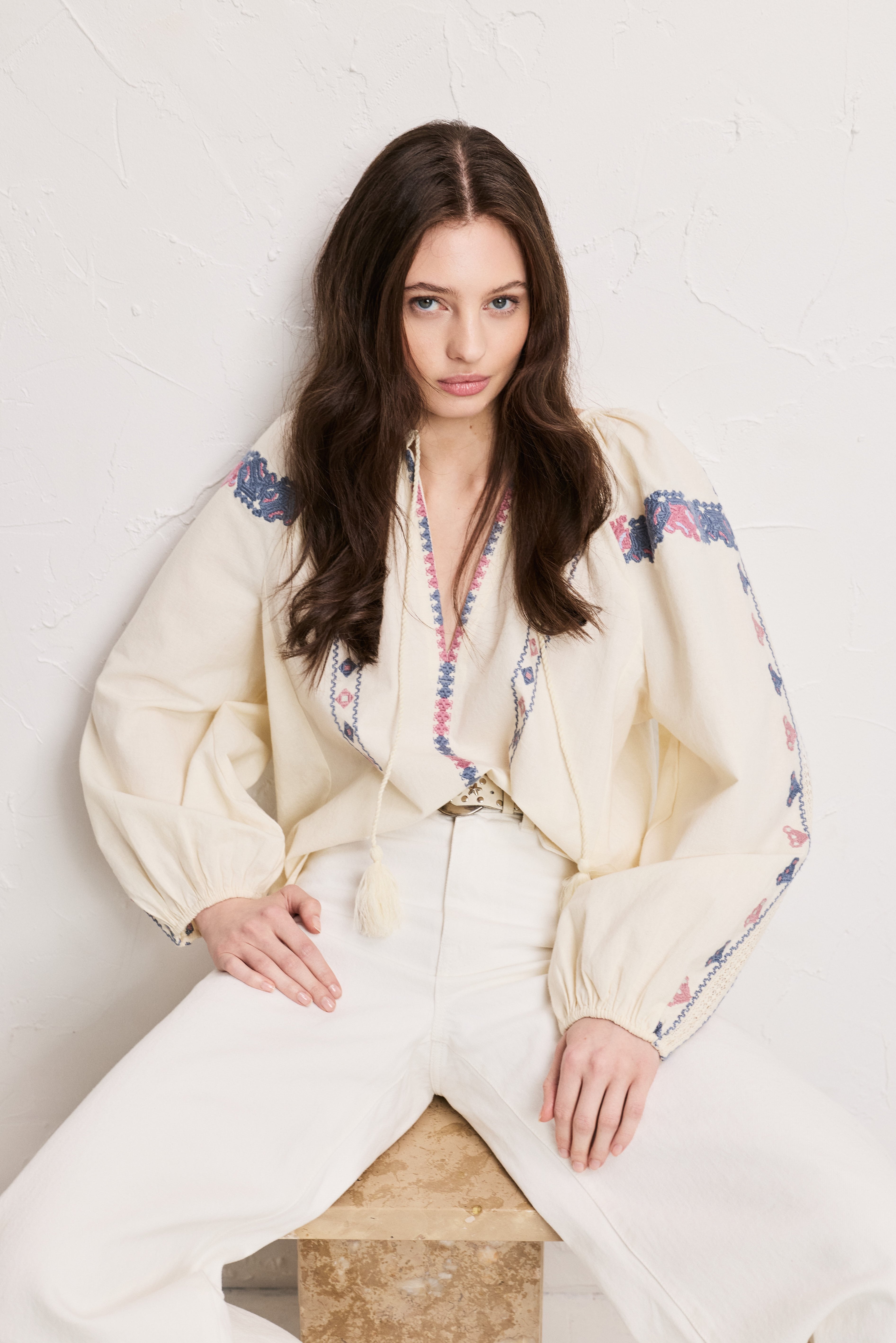 Saint Embroidered Cotton Blouse | Pia Tjelta Studio
