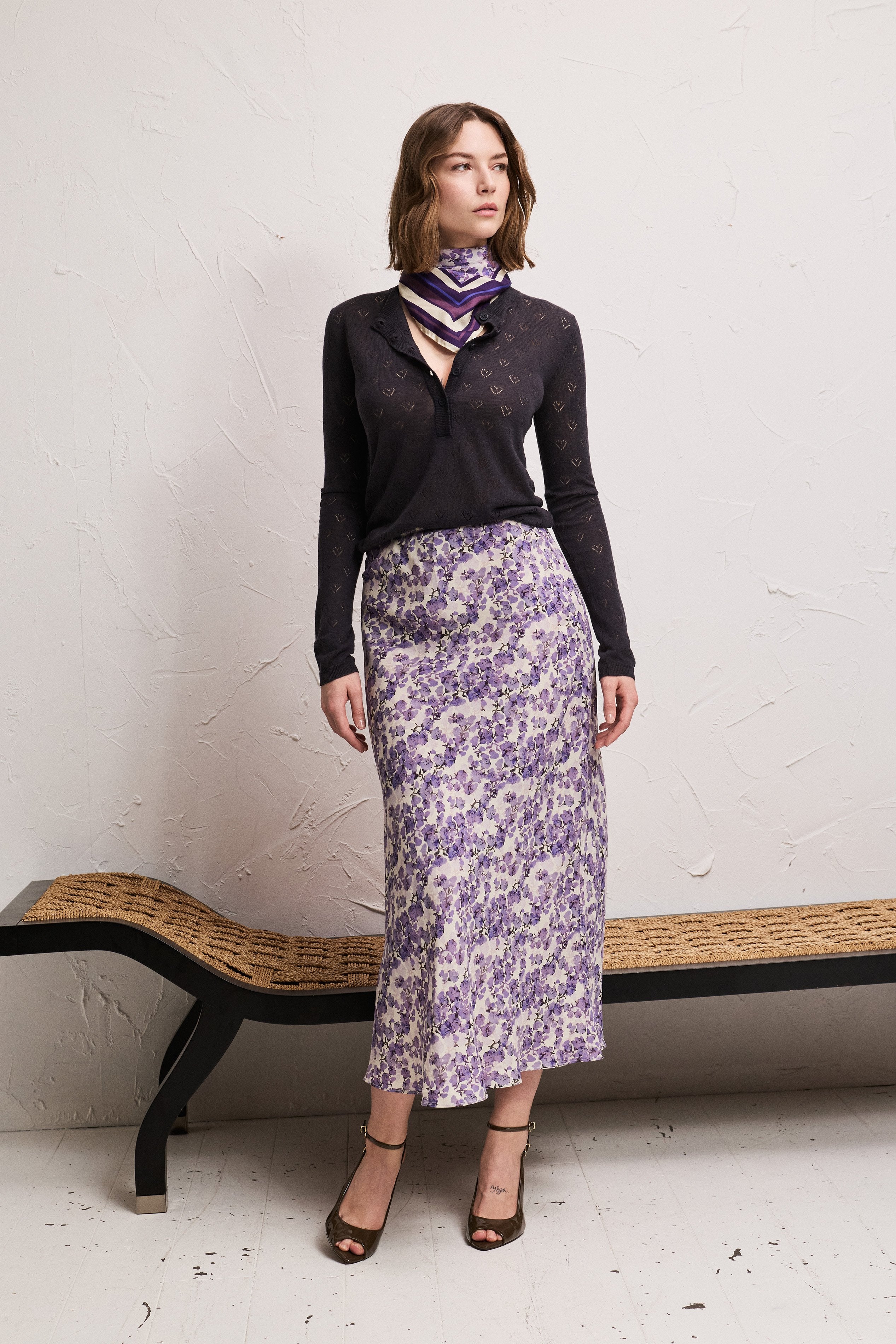 STELLA AGNES | Floral Midi Skirt in Lavender | Pia Tjelta Studio